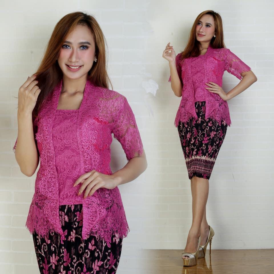 setelan kebaya modern brukat rok pendek terbaru /fashion wanita / baju batik wanita atasan wanita