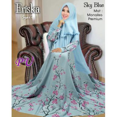 SUPPLIER GROSIR 15757 G34 BAJU MUSLIM MAXI DRESS LENGAN PANJANG PAKAIAN BUSANA PESTA WANITA DEWASA FASHION MUSLIMAH SYARI JUMBO BIG SIZE BIGSIZE GAMIS CEWEK TERBARU WARNA BIRU MURAH TERMURAH BAHAN MONALISA PREMIUM