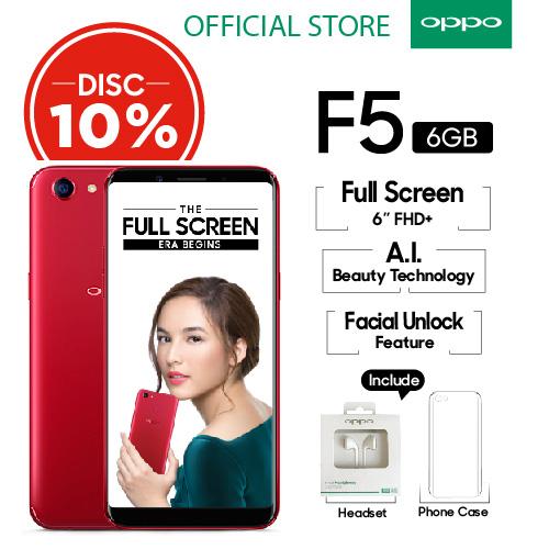 OPPO F5 6GB/64GB Red – Smartphone Full Screen 6” FHD+ (Garansi Resmi Oppo Indonesia, Gratis Ongkir)