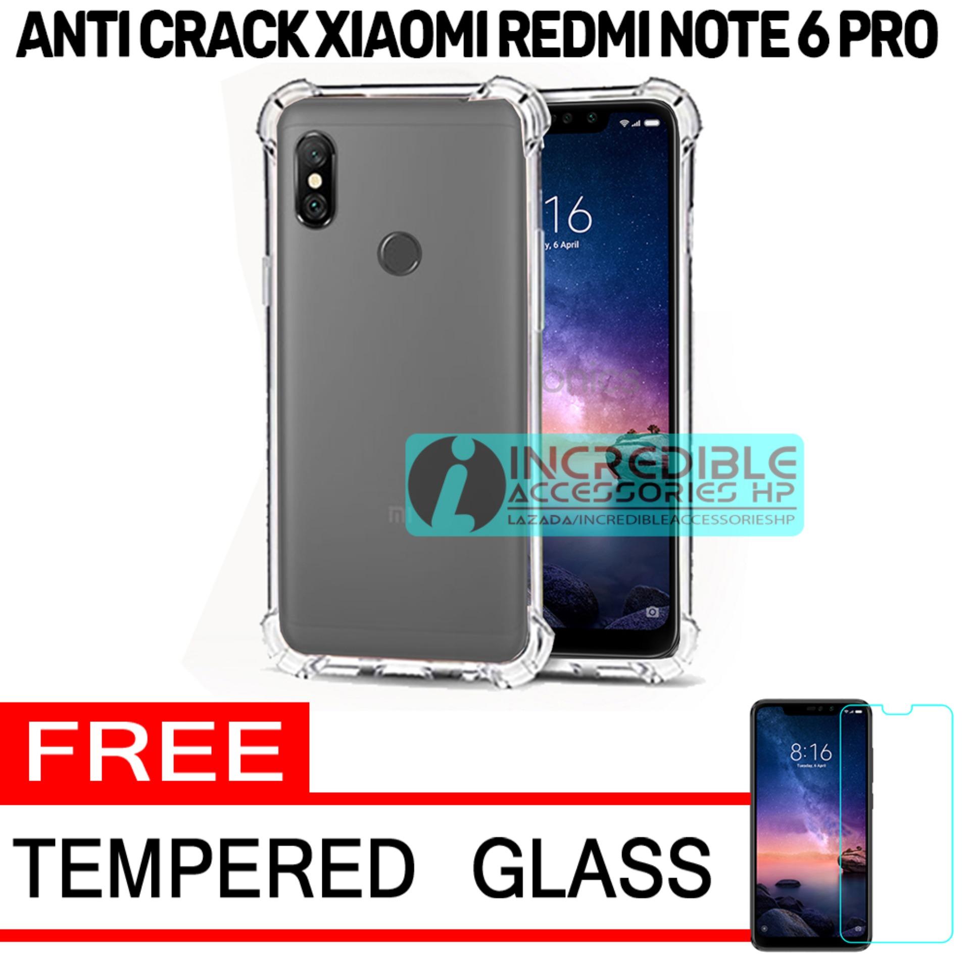 Anti Crack for Xiaomi Redmi Note 6 Pro Softcase Elegant Anti Shock Jelly Case - Bening + Free Tempered Glass