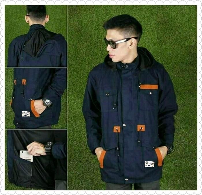 JAKET PARKA NAVY LIST PRIA