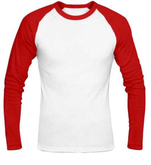 Kaos Reglan Putih Polos Lengan Kombinasi Merah Tangan Panjang