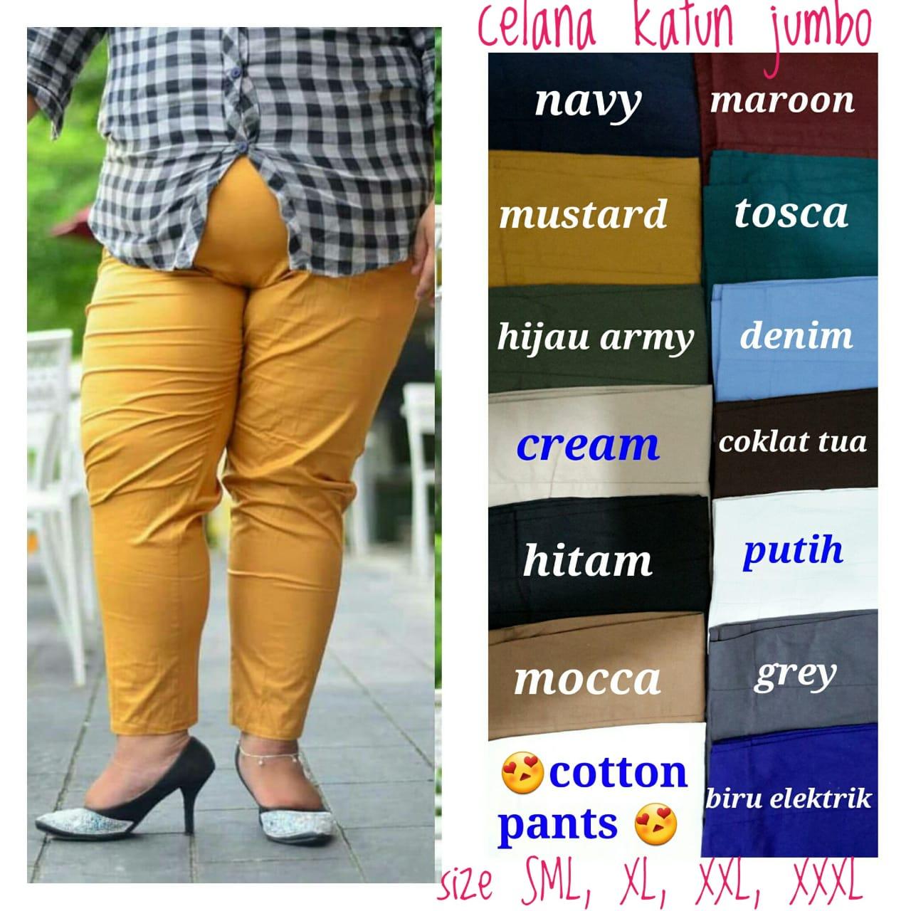 Kinbi Celana panjang wanita SUPERBIGSIZE JUMBO XXXL/muat berat 120 kg /katun stretch premium/best seller