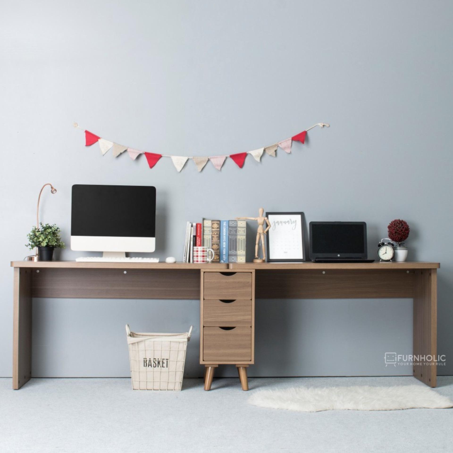 Diskon untuk membeli harga terendah Best Furniture Moviflor Soft OD iFurnholic Thomas Smart Desk 240 Berkabinet Meja Kerja Coffee Brown Gratis Pengiriman Pulau