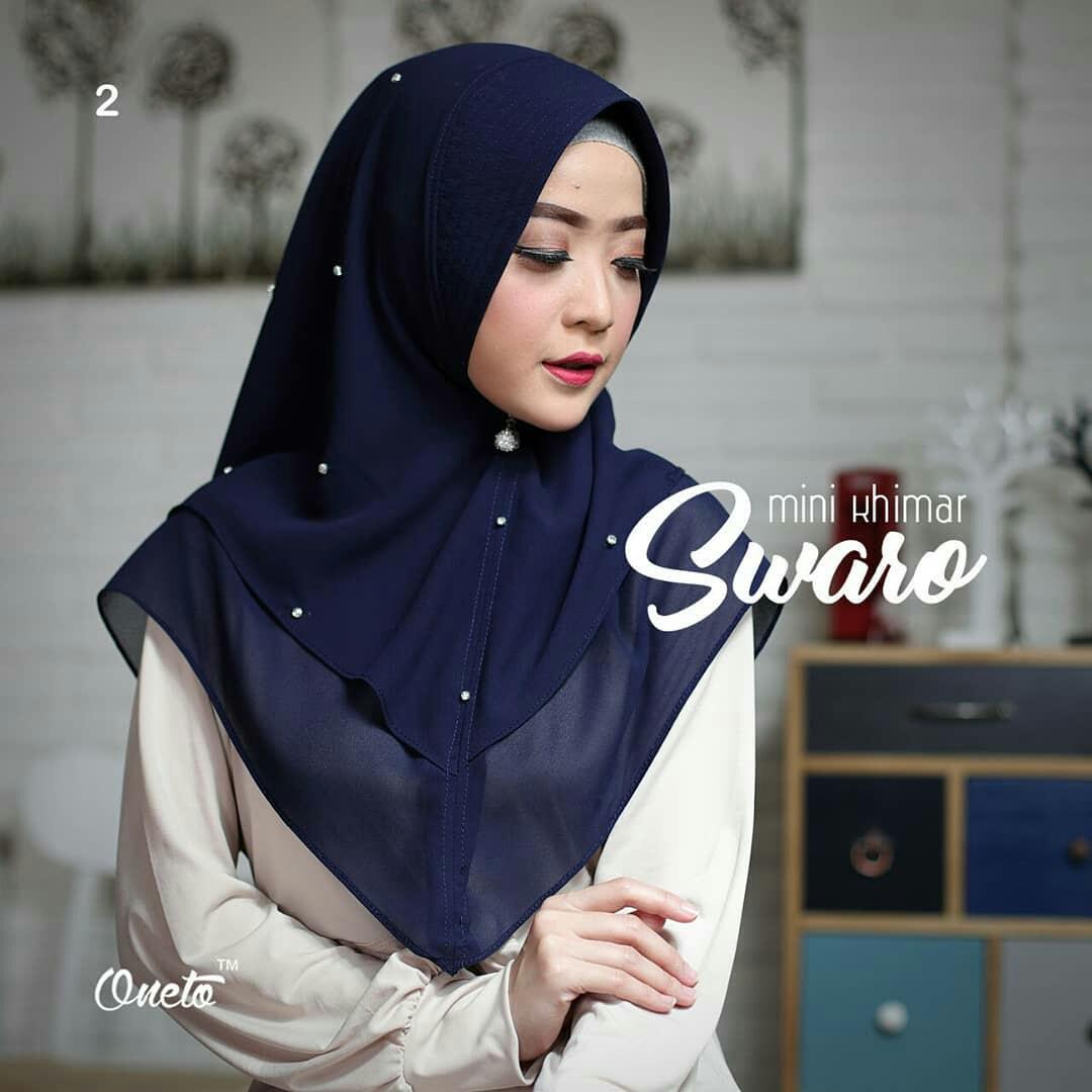 Mini Khimar Swaro Navy / Grosir Jilbab / Vanilla Hijab / Kerudung / Sabrina / Jilbab Instan / Kerudung Syari