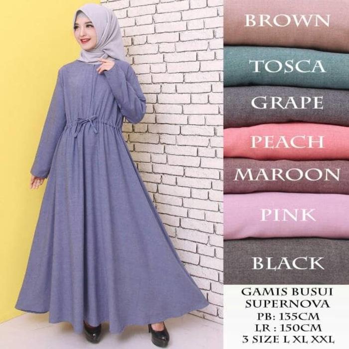 Kenzmal- Maxi Gamis Dress Baju Muslim Wanita Baju Gamis Wanita Gamis Polos Jumbo Bahan Katun Supernova