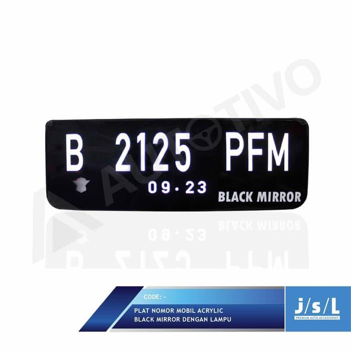 Plat Nomor Mobil Custom Stiker Frame Akrilik Black Mirror Lampu