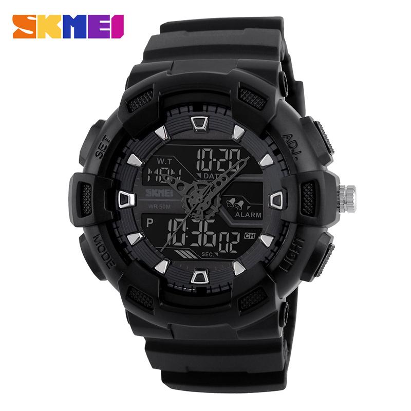 SKMEI Pria Olahraga Ganda Tampilan Jam Tangan 50 M Waterproof Watch Jam Tangan Gratis Pengiriman 1189