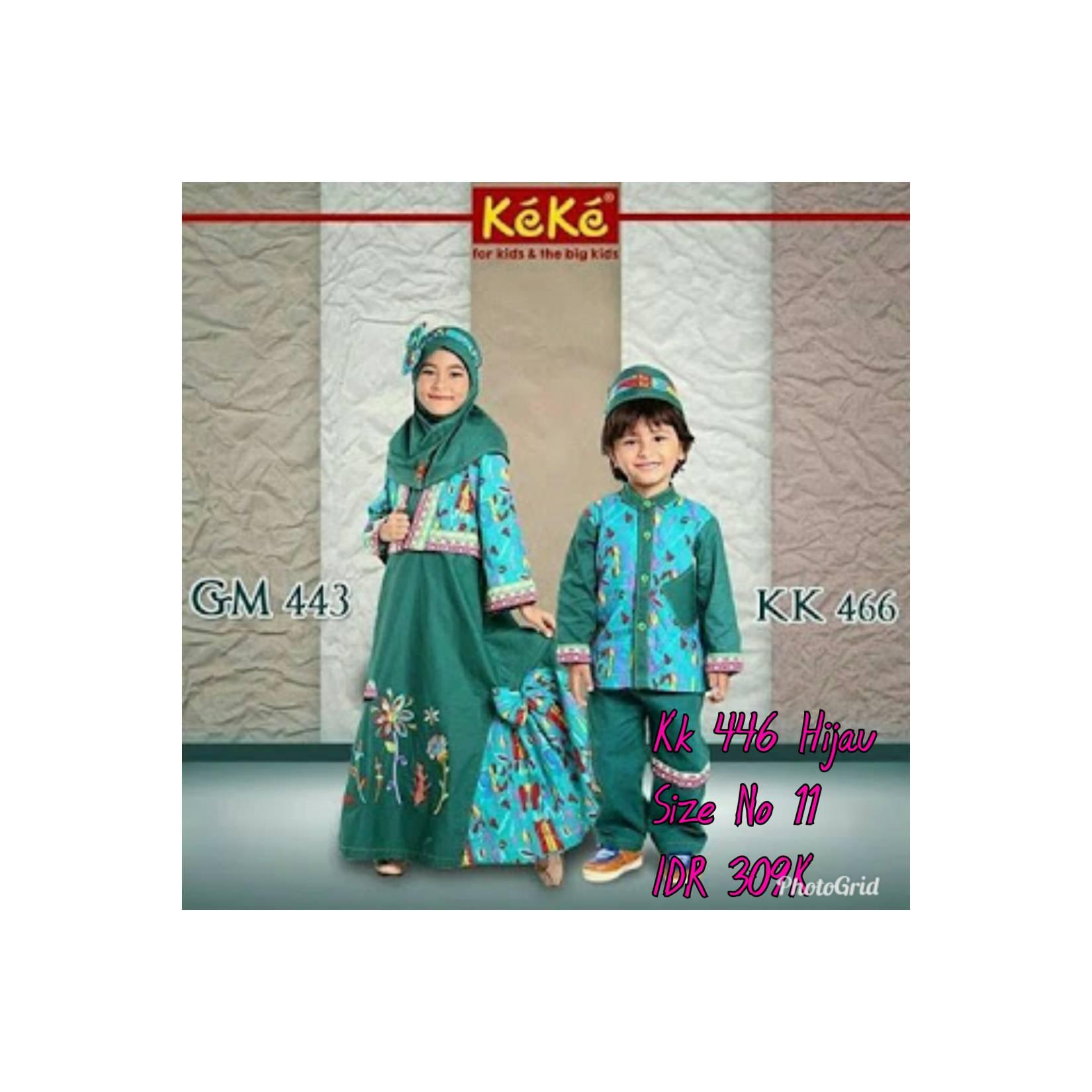 Keke Baju Anak Muslim KK 446 Hijau No11 Diskon / Sale / obral 25%