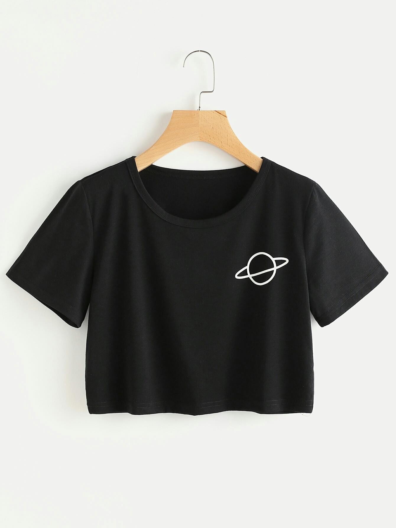 ORBIT HITAM CROP TEE / ATASAN WANITA / FIT TO L / BAJU MURAH / TUMBLR / KAOS / MODEL BARU / FASHION