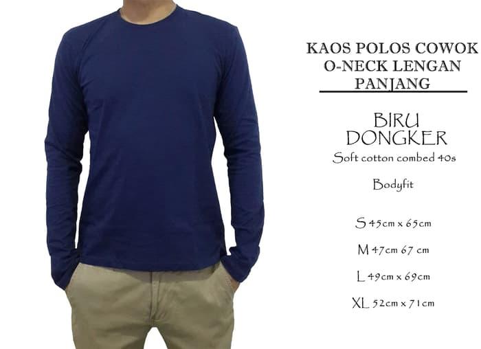 PROMO kaos polos lengan panjang cowok biru dongker TERMURAH