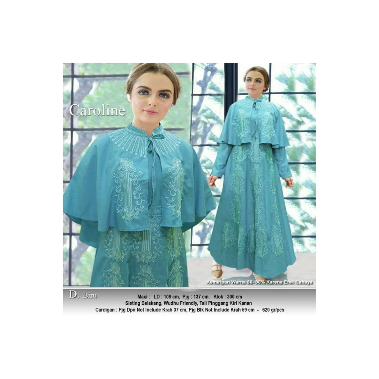 BAJU GAMIS PESTA MUSLIM BUSUI BORDIR PREMIUM GAUN CELLIN WARNA BIRU