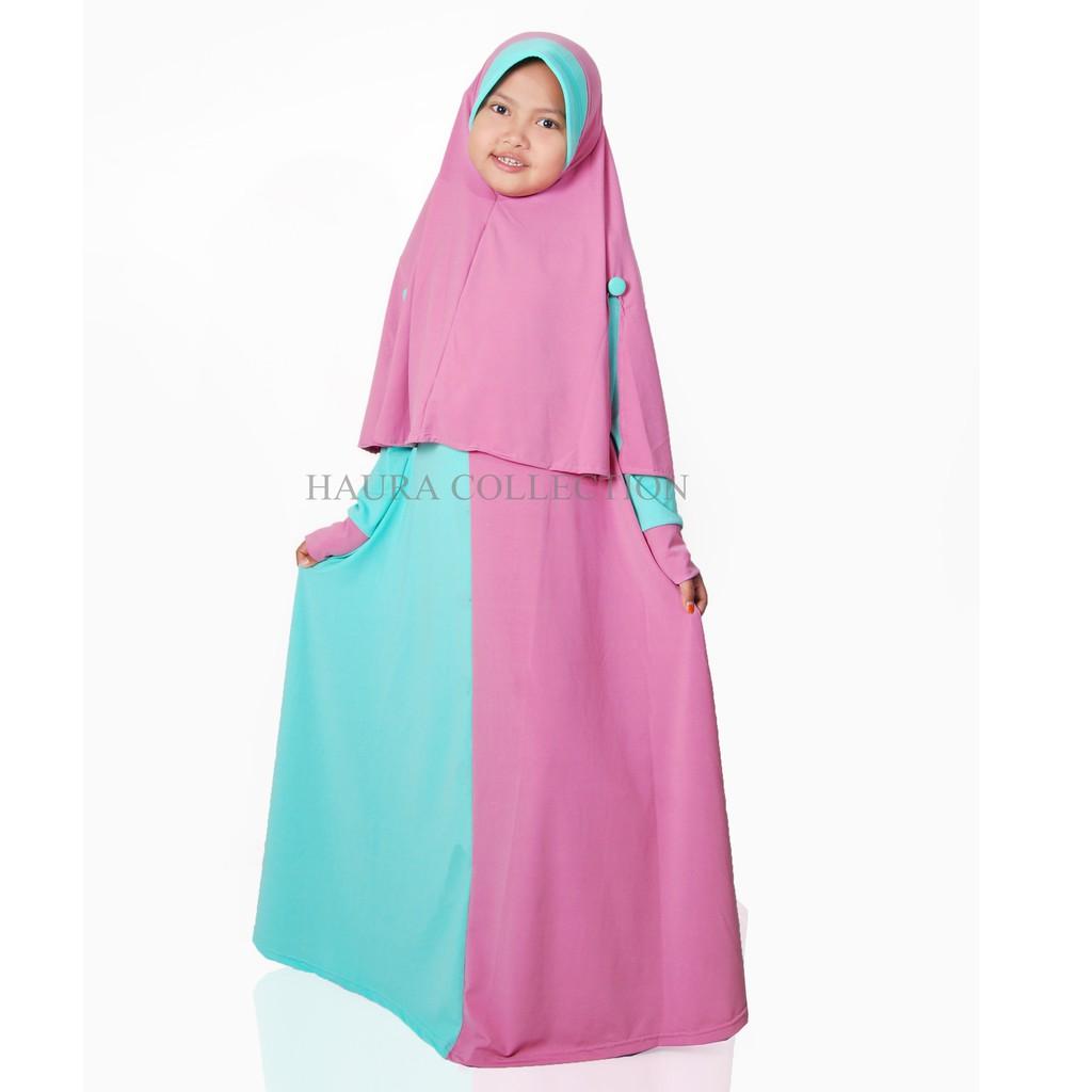 Baju muslim anak / gamis anak perempuan trendy/cantik dusty_mnt XL