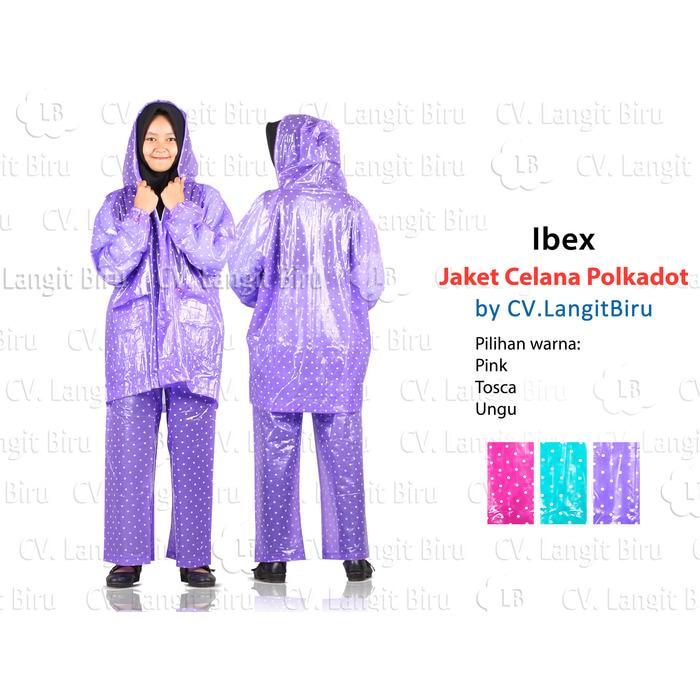 Langitbiru Jas Hujan Jaket Celana Polkadot IBEX. Mantel Supplier Unisex