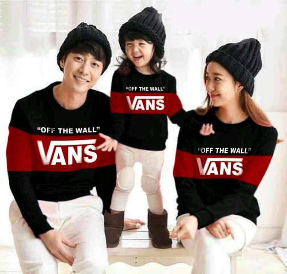 COUPLELOVER- BAJU KEMBARAN SWEATER COUPLE FAMILY OFF THE WALL 1 ANAK FASHION FAMILY BAJU KELUARGA (AYAH.IBU.ANAK)