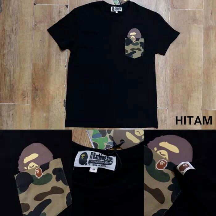 Kaos Branded BAPE A Bathing Ape Camo Pocket Tshirt For Man Woman Unisex Baju Pria Wanita