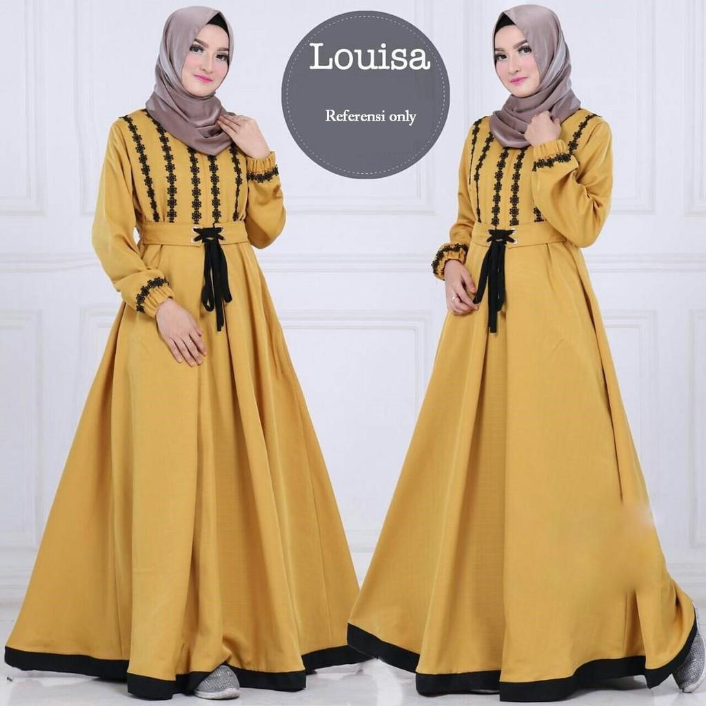 Long Dress Gaya Korea Lengan Panjang Bahan Katun Linen Motif Bunga untuk Wanita/Musim Gugur / Dress Muslim / Baju Muslim / Gamis Syari / Andam26