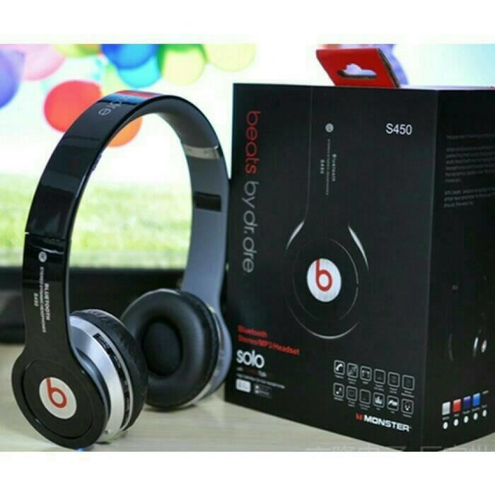 Headset Handsfree Musik Bluetooth Stereo Beats S450 fm radio micro sd