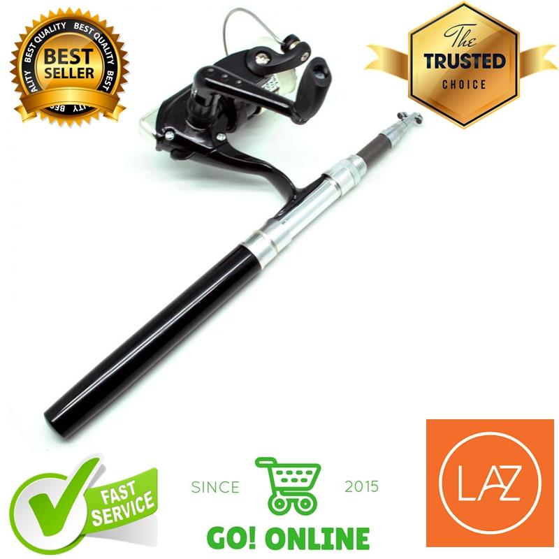 Mini Portable Pen Fishing Rod 1.35M with Fishing Kit Black Color