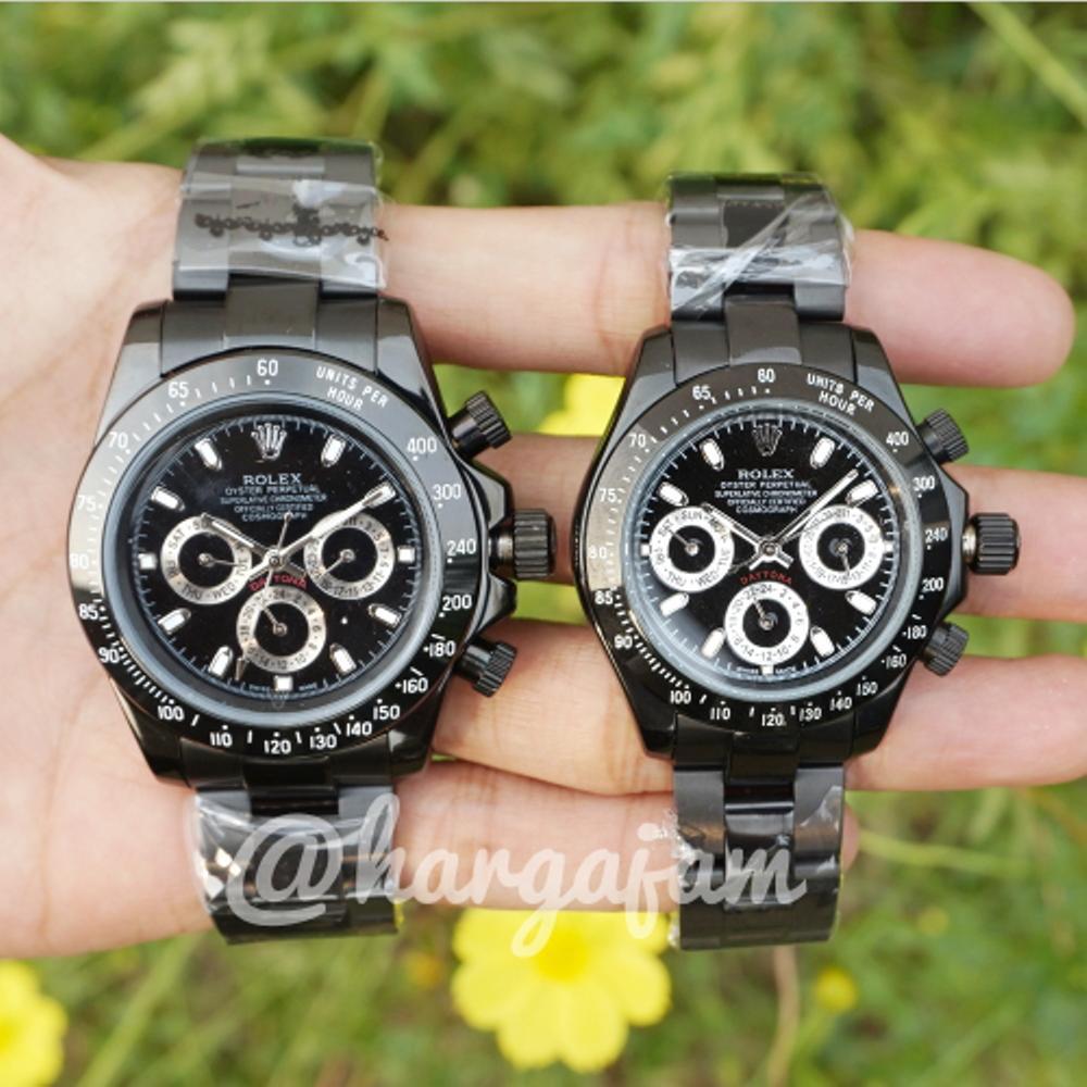 Jam Tangan Couple Automatic Rolex Daytona Perpetual R0752 Black (Hargajam Sepasang)