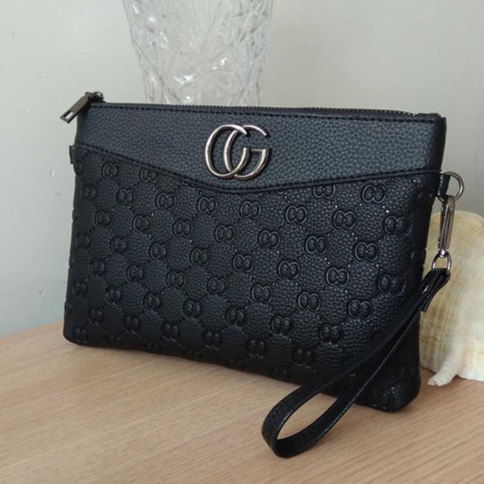Tas Clutch Branded Wanita Cantik Berkelas TAS Clutch Tas Dompet Gucci Hand(Unisex) - Hitam