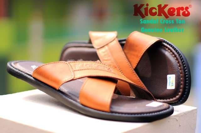 Harga Promo!!! Sandal Kulit Kickers Pria Kasual Asli Slip On Elegan Buat Lebaran Garu - ready stock