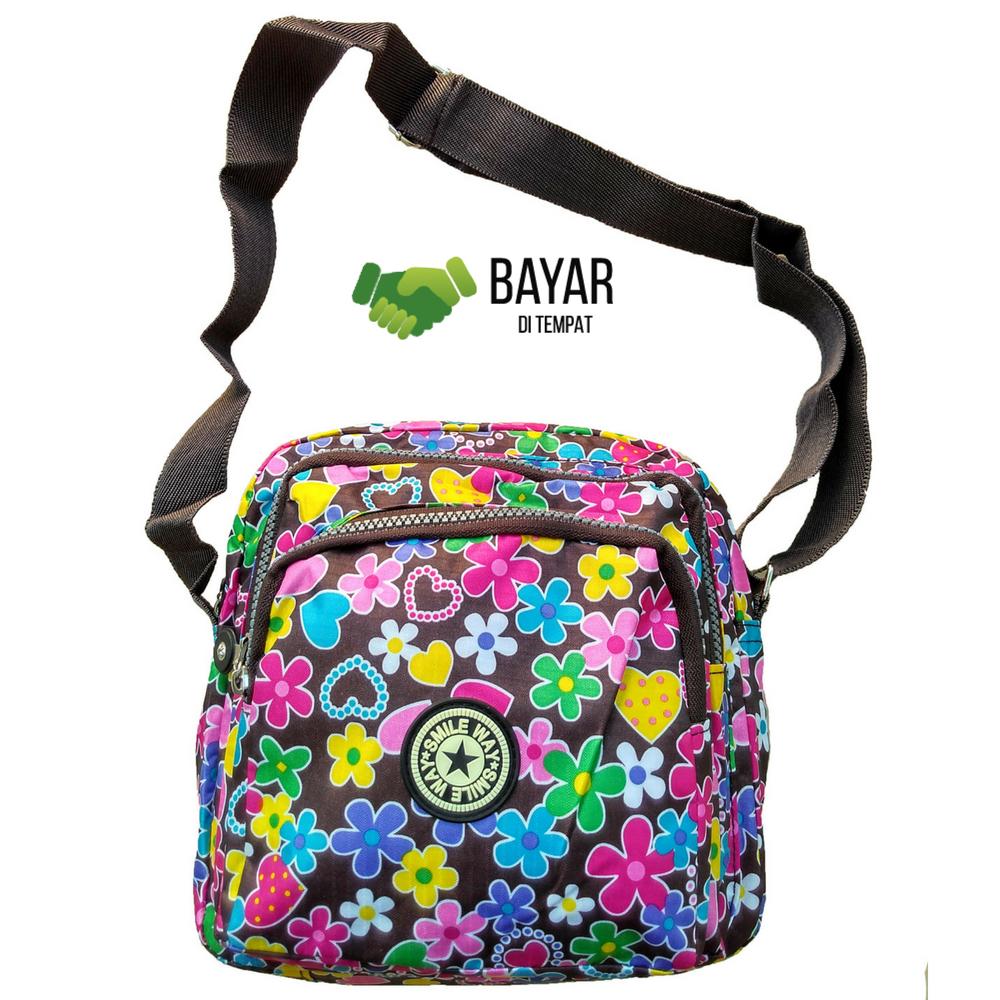 Faimstore Tas Selempang Korea Nilon Wanita - Smile Way Women Nylon - Sling Bag