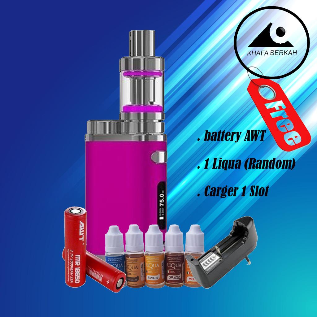 Paket Siap Ngebul Vape / Rokok Elektrik 75 W 5V Stater Kit + Carger 1 Slot + Free Baterai AWT + Liqua 10ml (Random) Terbaru Paket Siap Ngebul Vape / Rokok Elektrik 75 W 5V Stater Kit + Carger 1 Slot + Free Baterai AWT + Liqua 10ml (Random) Terbaru