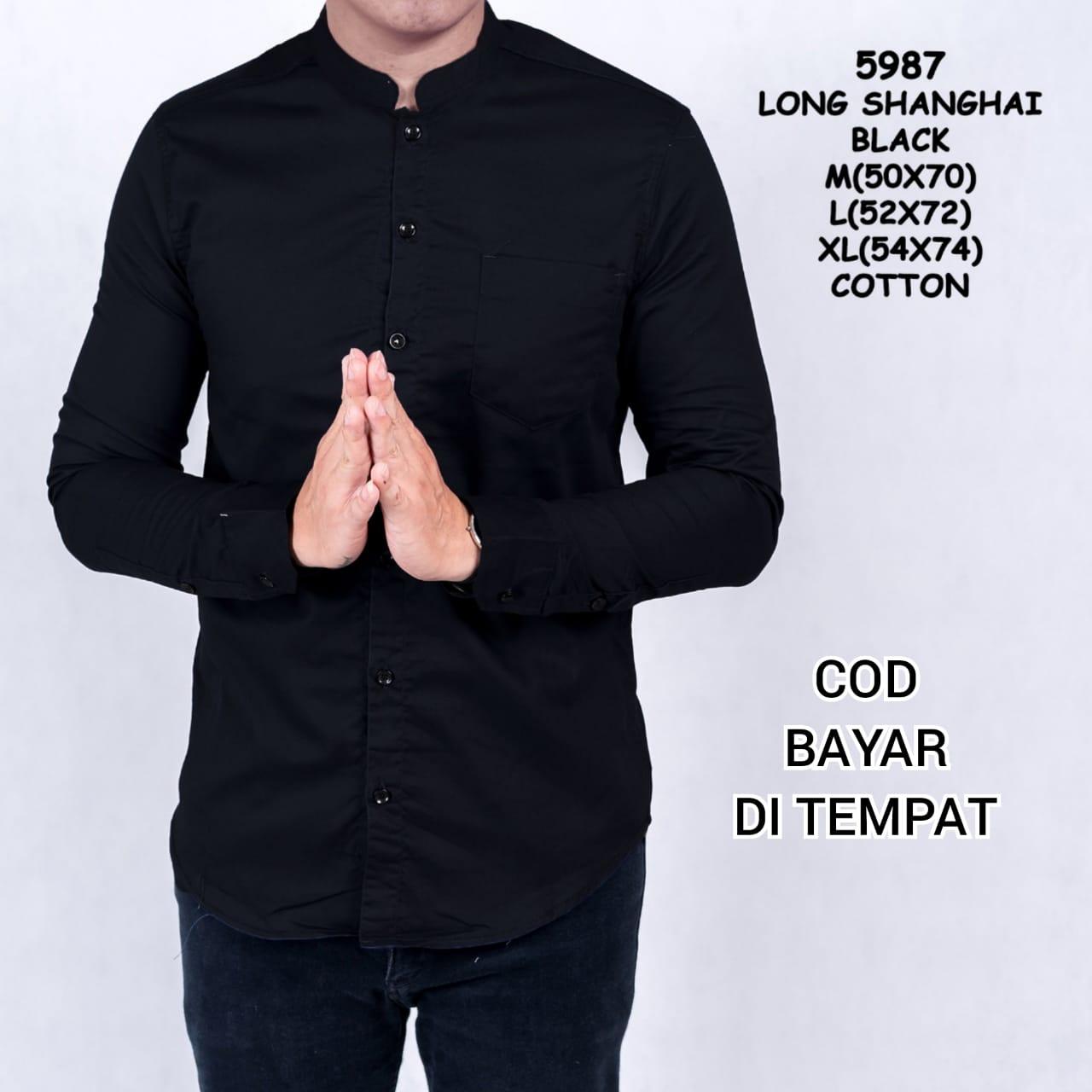 kemeja pria lengan pendek kerah shanghai/kemeja polos atasan simple/baju cowok distro premium