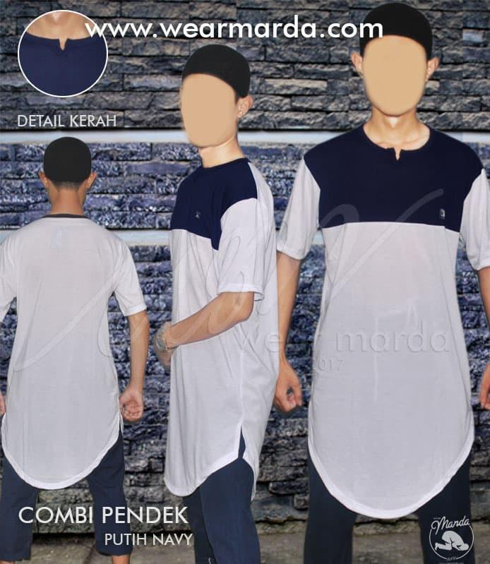 DISKON Gamis Kaos Pakistan Kurta Navy Kaos Longline Islami TERMURAH