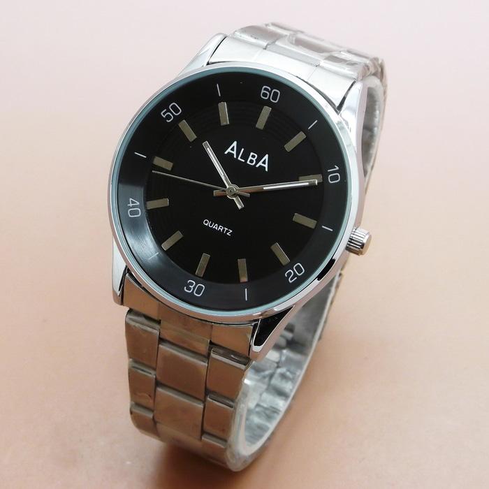 TERLARIS!!! Jam Tangan Pria Alba Rantai (Silver Black)