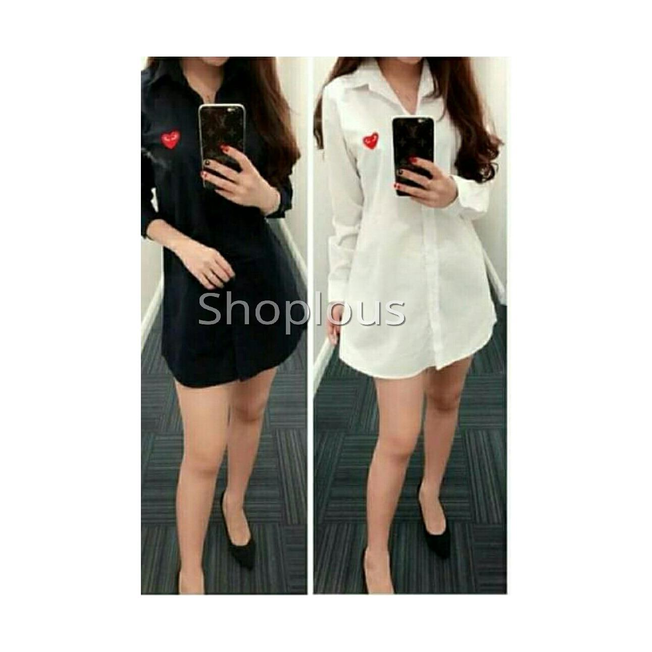 Shoplous Kemeja Tunik/ Baju tunik/ Atasan Tunik Love/ Tunik Berkualitas/ Baju kerja/Kemeja Kerja
