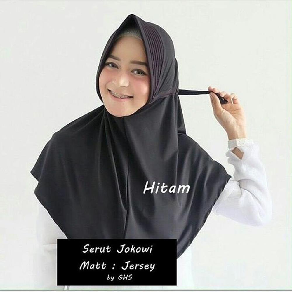 TERLARIS !! Socialite Jilbab Instan Serut Jokowi - Hijab Instan Jersey Polos - Kerudung Pet Serut Instan