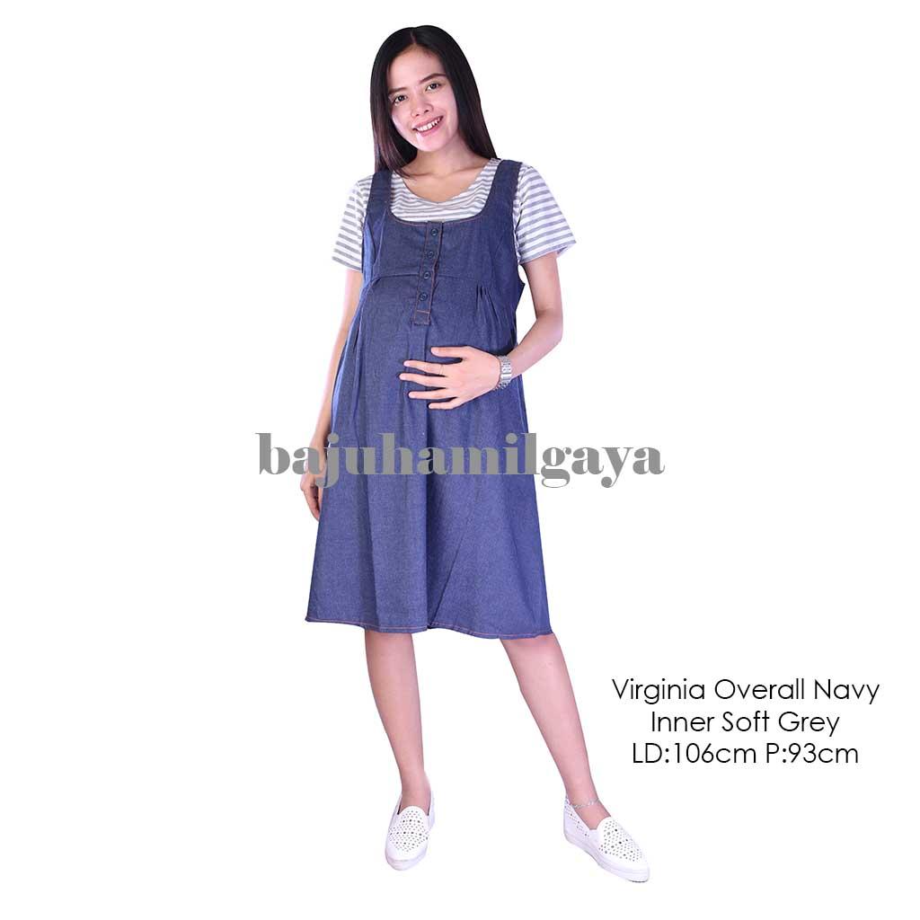 Baju Hamil Gaya Dress Hamil - VIRGINIA OVERALL INNER SOFT GREY - Overall Hamil / Dress Menyusui / Baju Wanita Hamil / Baju Ibu Hamil Murah / Baju Hamil Murah / Baju Hamil Harga Murah / Baju Hamil Pesta / Baju Hamil Santai / Baju Kerja Hamil / Fashion