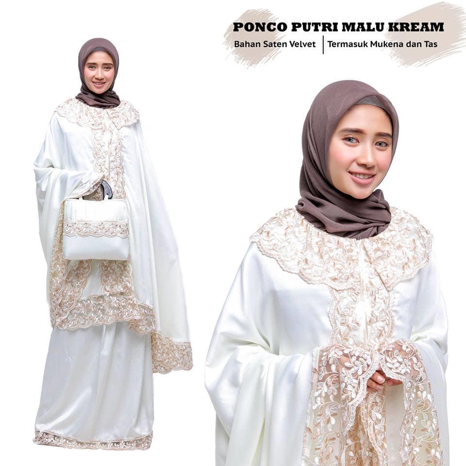 TERLARIS!!! MUKENA VELVET PONCO PUTRI MALU KREAM mukena mewah / mukena dewasa / mukena tatuis / mukena anak / mukena bali / mukena katun jepang