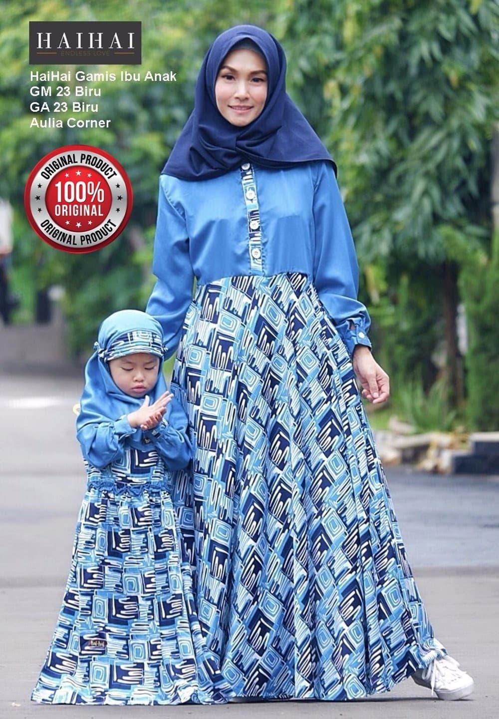 TERBARU MURAH Model Baju Gamis Terbaru HaiHai GM 23 GA 23 Biru ORIGIN