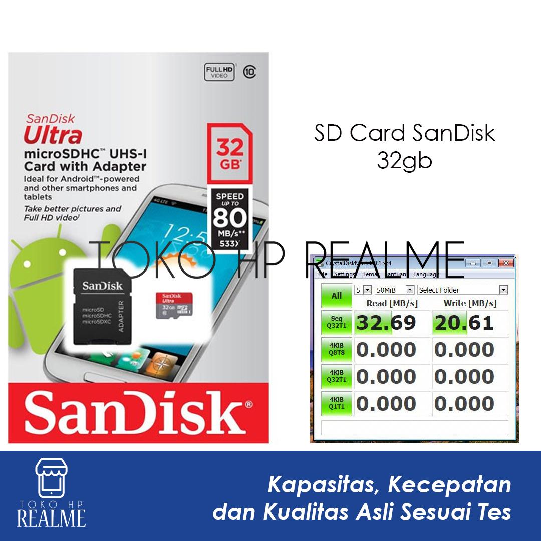 SD CARD SANDISK ULTRA MicroSDHC UHS-I CLASS 10 32GB 30MB/s MEMORY CARD MURAH - TOKO HP REALME