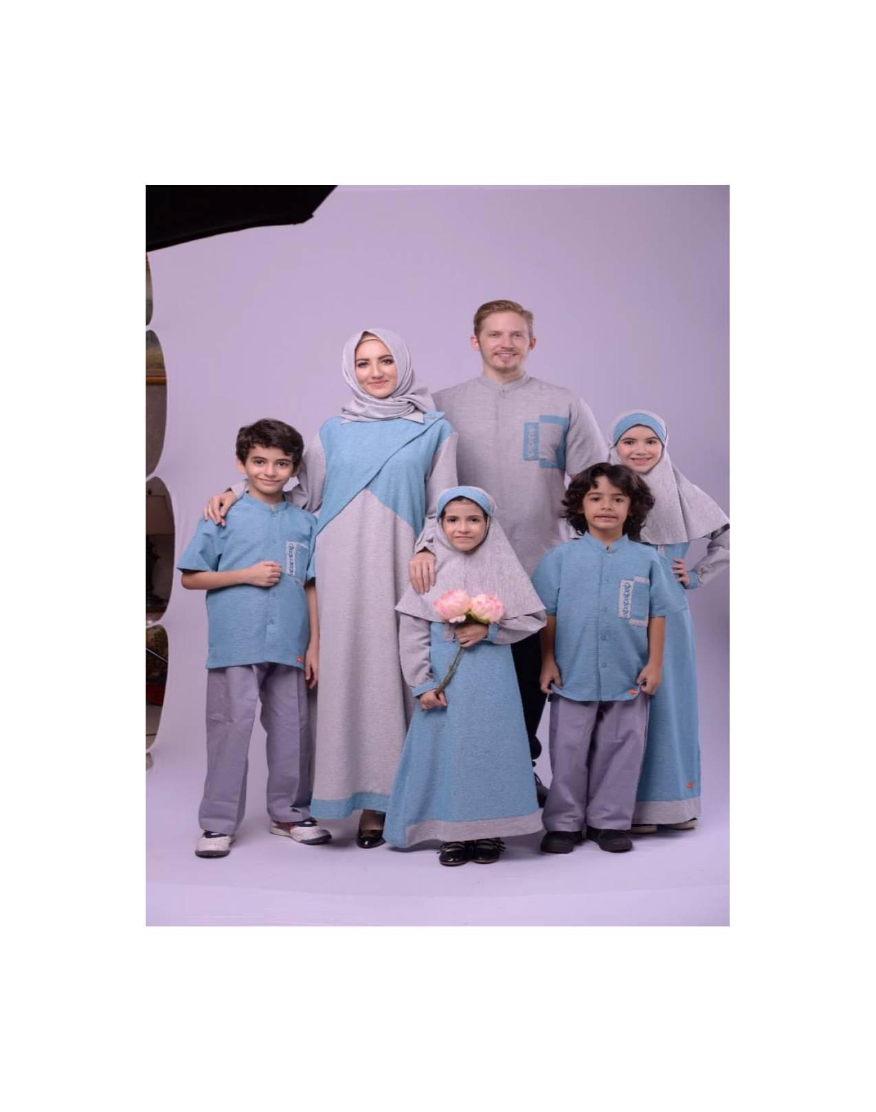 Gamis Sarimbit Keluarga Ayah Ibu Anak & Set Jilbab Anak & Set Celana