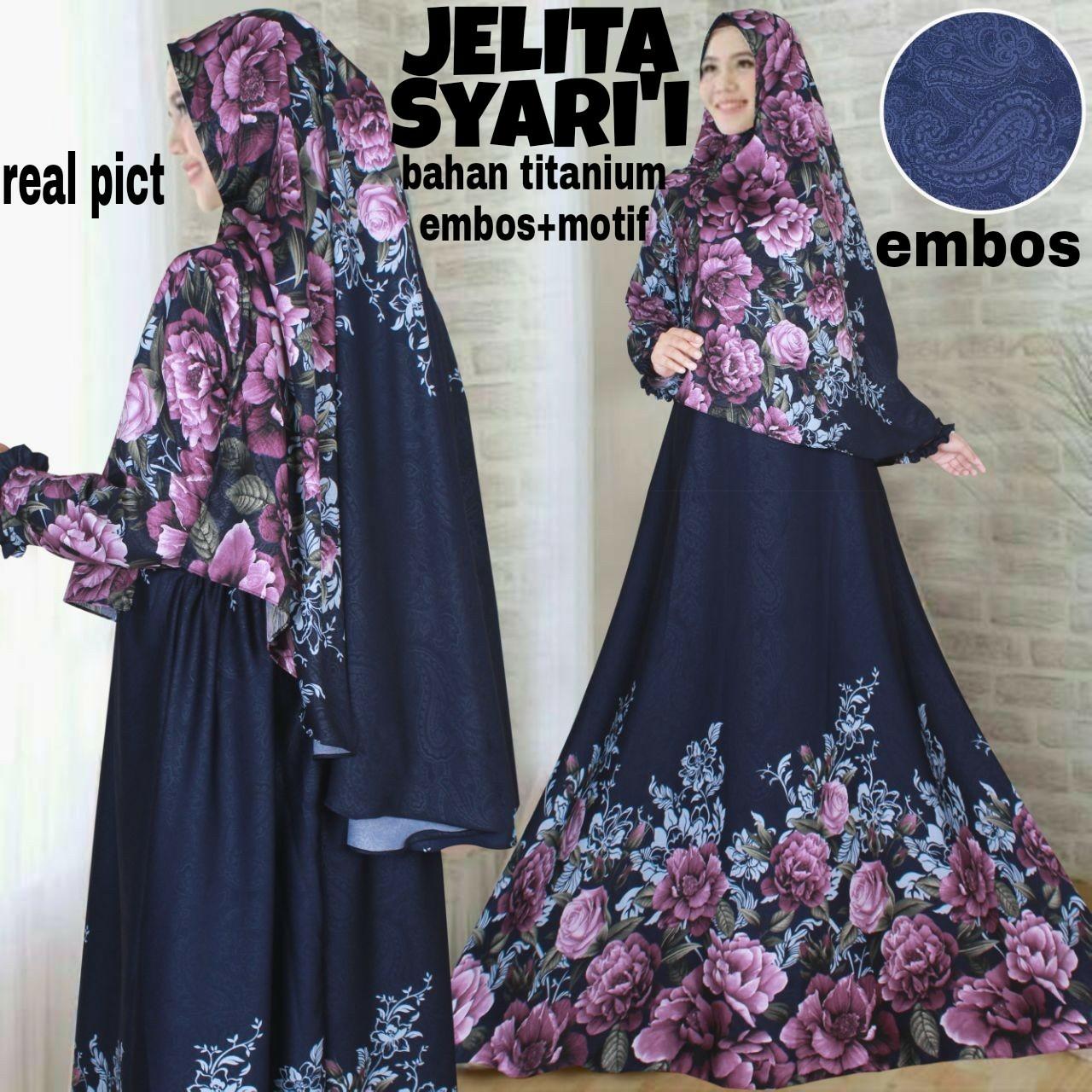 JELITA GAMIS MUSLIM WANITA l MAXI DRESS l PAKAIAN ISLAM l FASHION MUSLIM WANITA l PAKAIAN LEBARAN NAVY HITAM SALEM TURKISH MAROON TITANIUM EMBOS