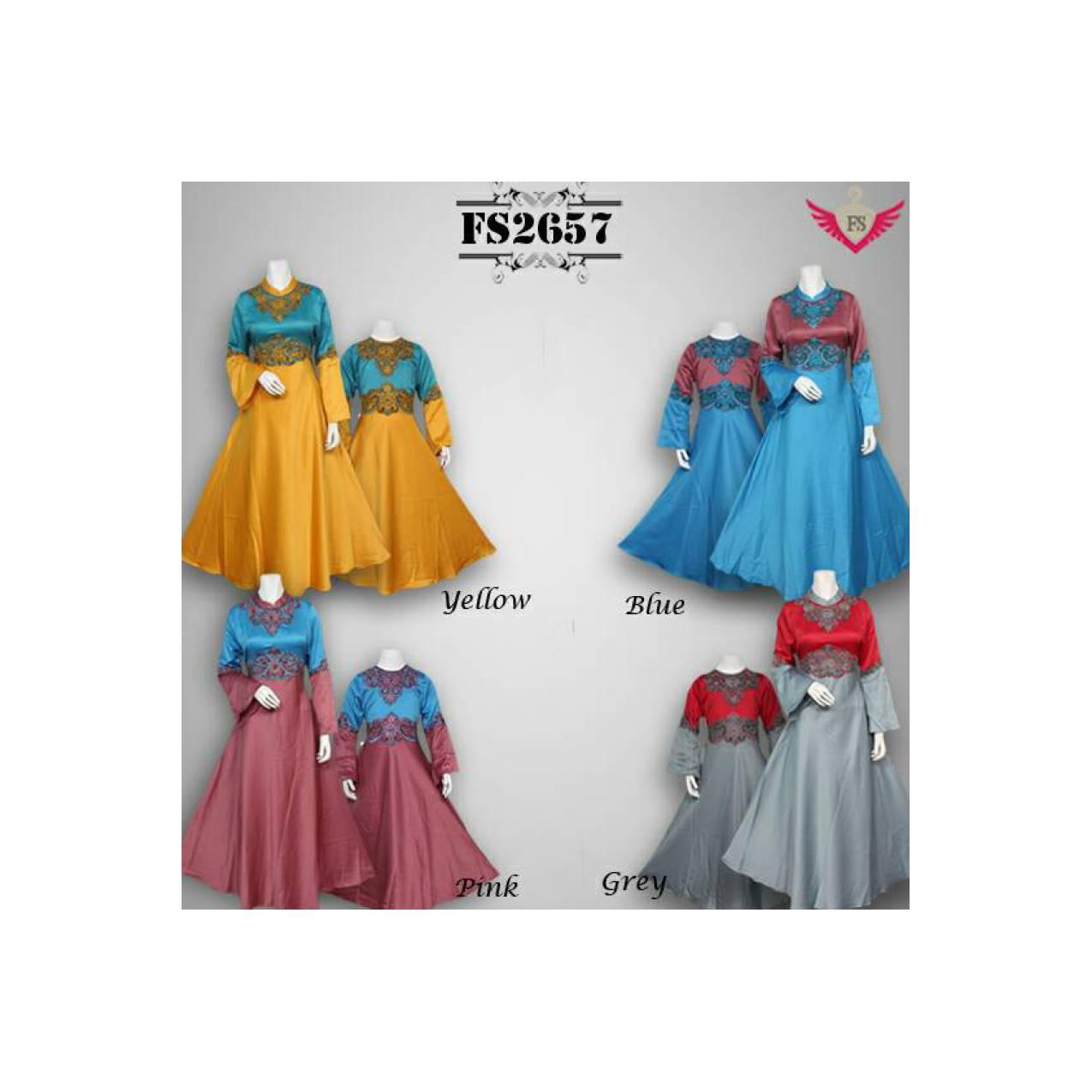 gamis syari FS2657 busana muslim couple ibu dan anak baju india dress