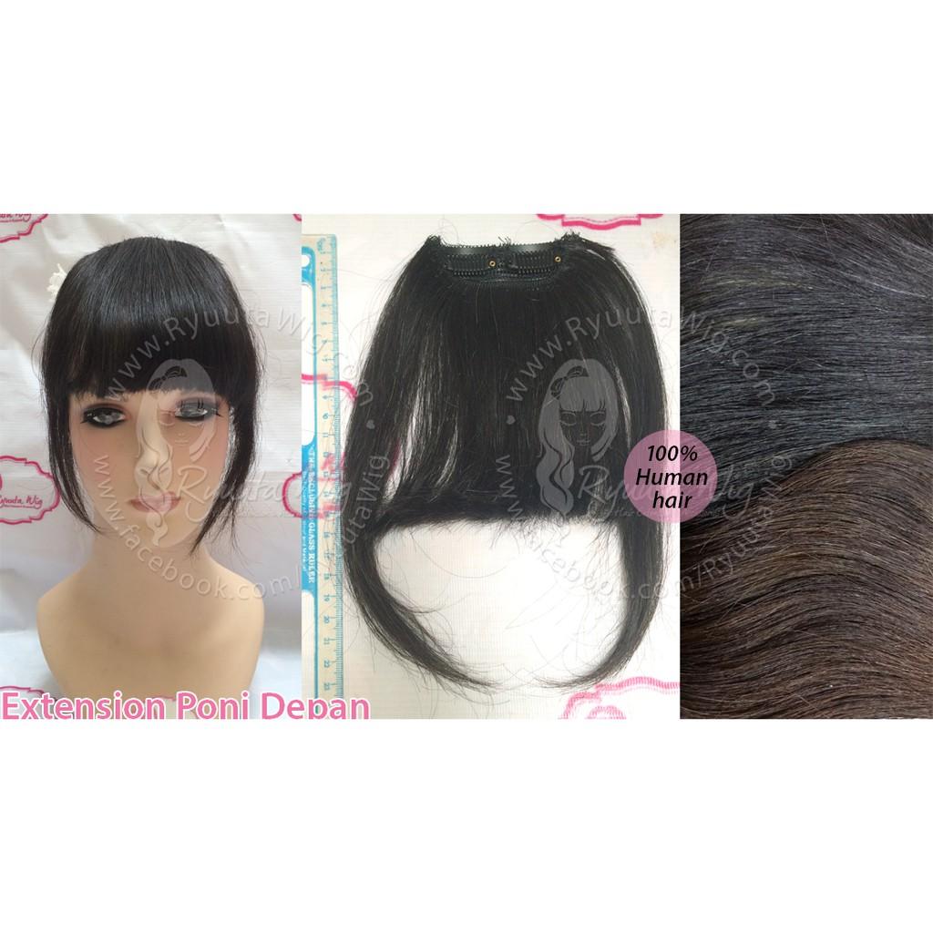 PONI BANGS HUMAN HAIR extension rambut sambung asli Variasi 15cm Dark brown