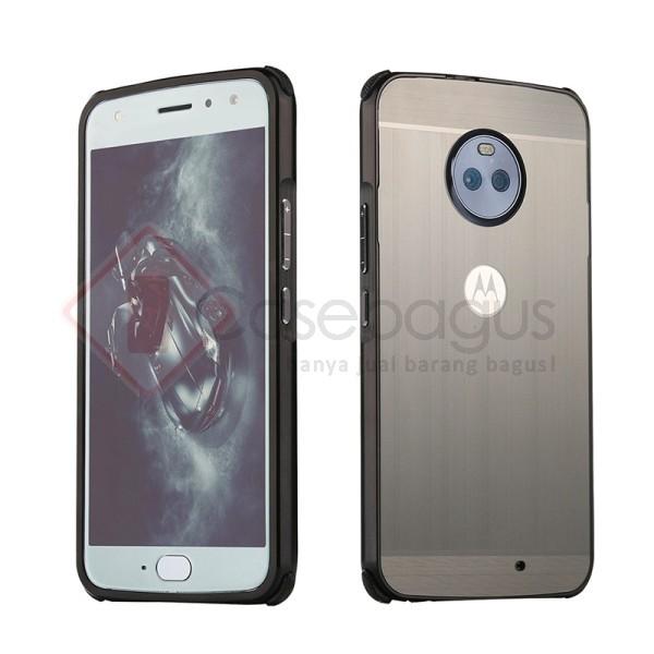 Motorola Moto E4 Plus - Aluminium Metal Bumper Case with Brushed Cover