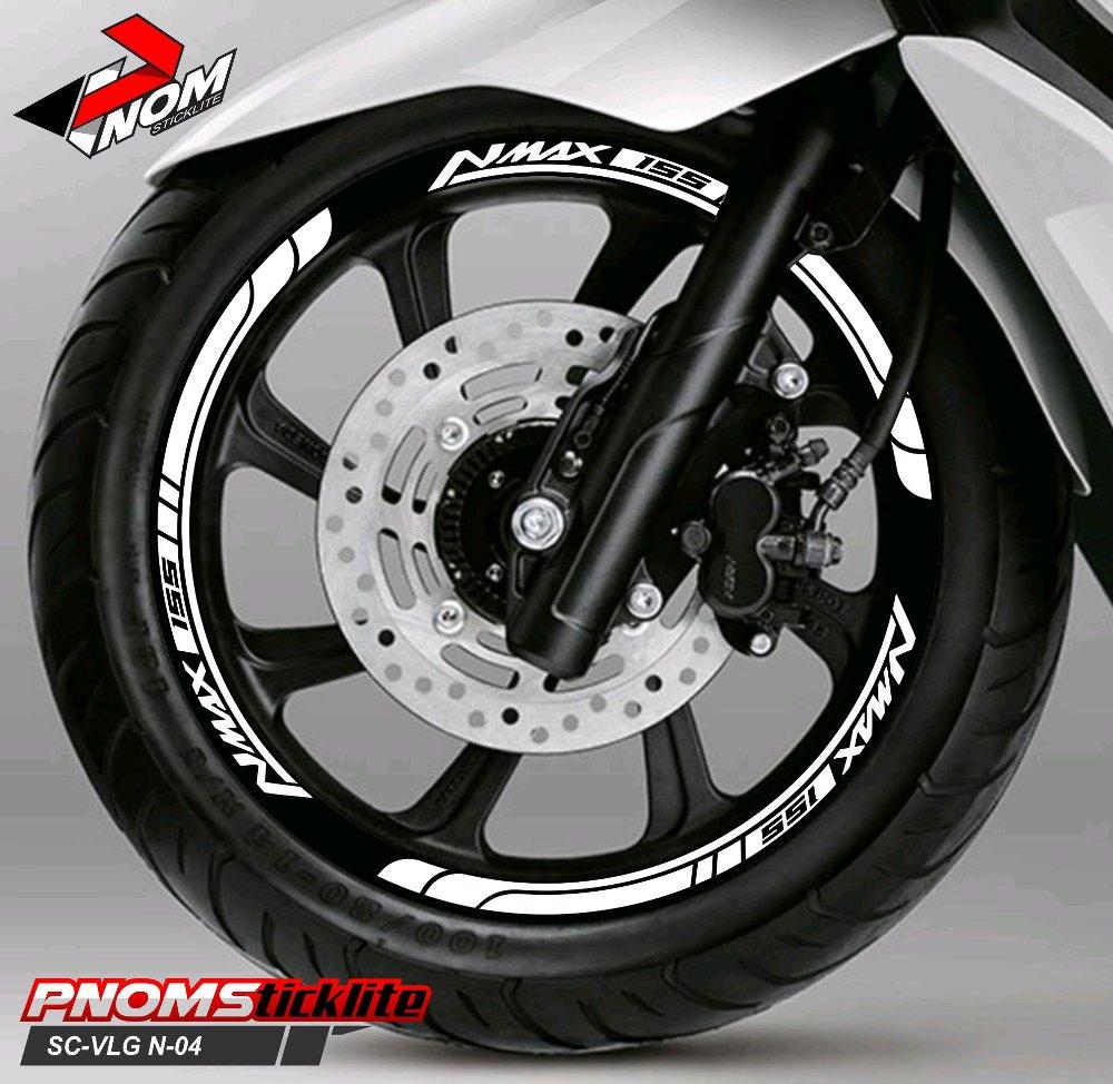 FENSTORE Cutting Sticker - Aksesoris Motor Stiker Velg YAMAHA NMAX - Simple design - putih glossy - f3n Sticker