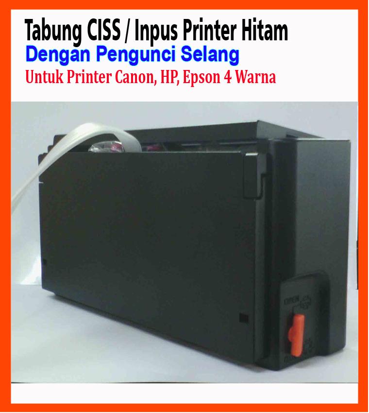 Tabung infus 4 warna Box Hitam Printer Canon HP Epson Dengan Kunci