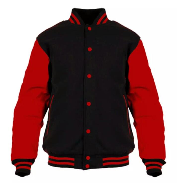 Anggun Store – Jaket BaseBall – Sweater BaseBall – BaseBall Kancing – BaseBall Unisex Hitam Merah