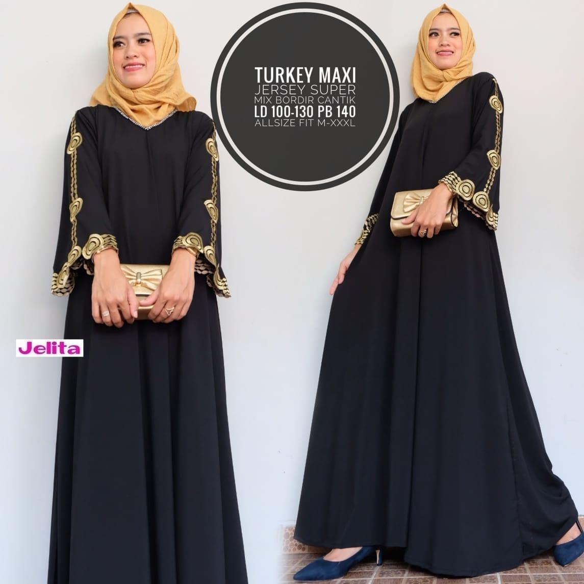 Dress Gamis Turkey Maxi Jelita Bahan Jersey Super