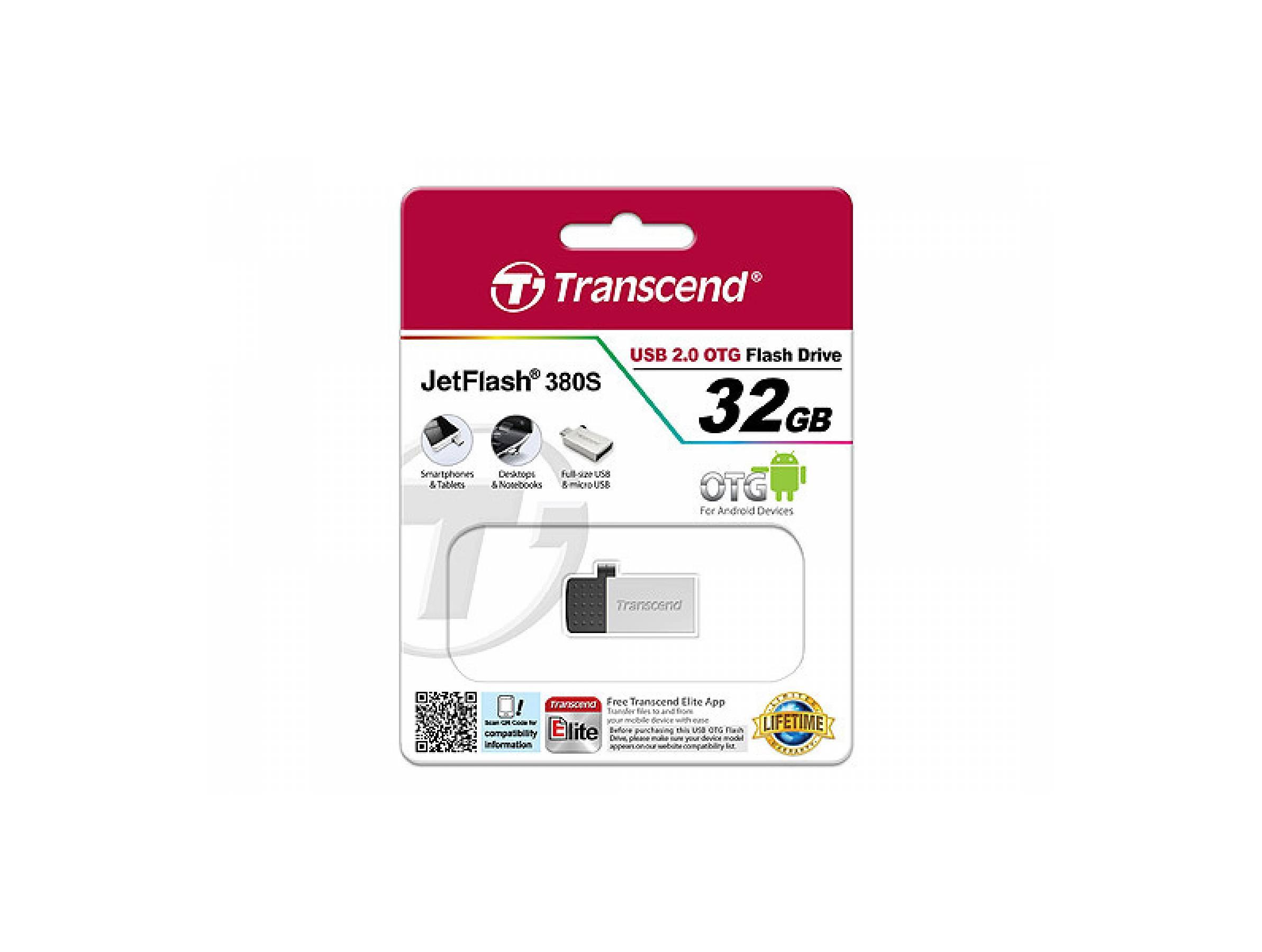 Transcend OTG Flashdrive 32 gb Jet Flash 380-Silver