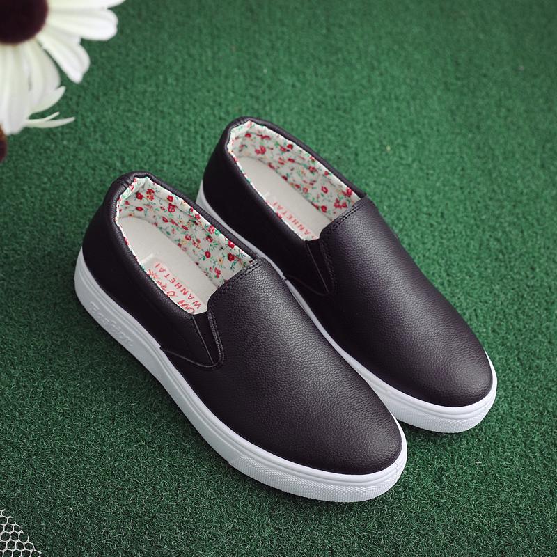 Juta atau Sepatu Kanvas Kulit Musim Gugur Kets Putih Wanita (Hitam)