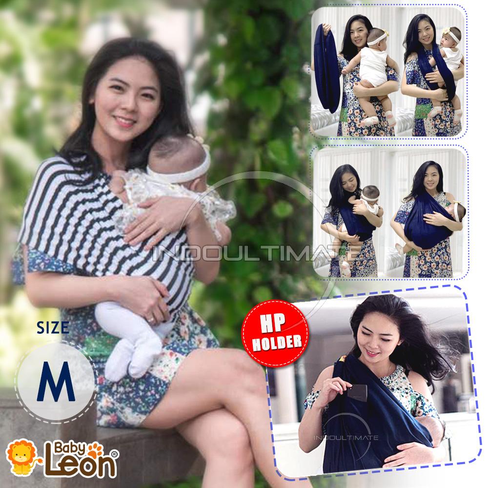 BABY LEON Gendongan Bayi Kaos/Geos/selendang Bayi Praktis BY 44 GB SALUR Ukuran M - White Salur