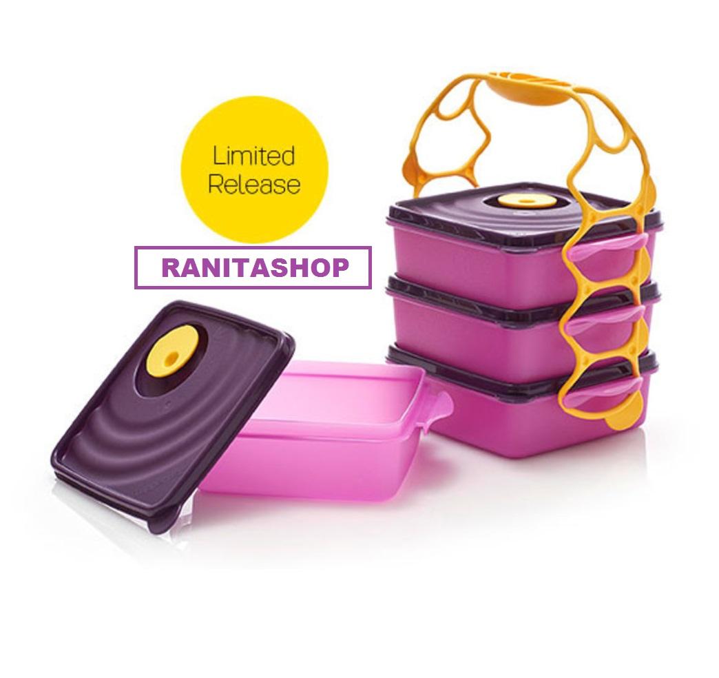 Tupperware Crystalwave Goodie Box 4 Layer - Rantang 4 susun warna ungu